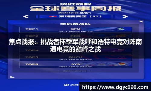 焦点战报：挑战者杯季军战呼和浩特电竞对阵南通电竞的巅峰之战